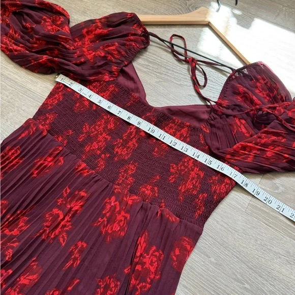 Lucy Paris Burgundy Floral Long Sleeve Dress - Picture 8 of 10